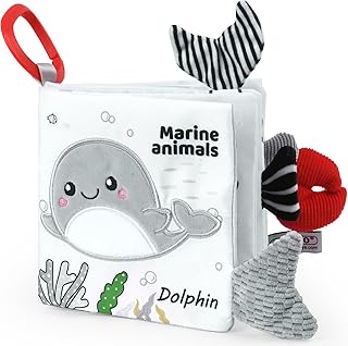 Vicloon Babytygbok, baby-uppvaknande-tygbok, baby-tygbok, uppvaknande-babybok, pedagogisk leksak, presentidé från födseln, mjuk bok, skrynklad, med djur, hav - Amazon Deal & Rabatt