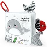 Soft Cloth Baby Books - 0-6 Months, 3D Black & White High Contrast Books