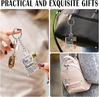Teacher Appreciation Gifts in Bulk, 12 Pcs Thank You Keychain for Women Men Teachers Acrylic Puzzle Piece Keychains
