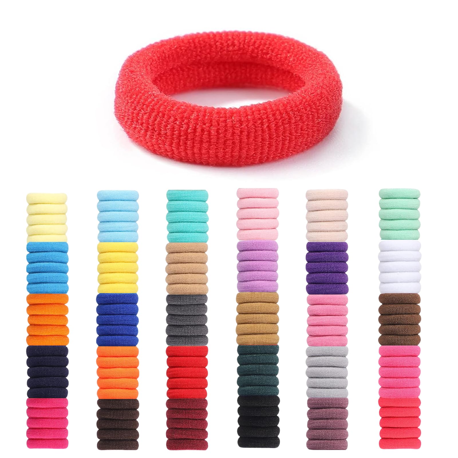 Kotkiddy 300 Stück Baby-Haargummis für Mädchen, 2.5 cm, 30 Farben elastisches Haar-Accessoire, kleine Nylon-Haarbänder für Kleinkinder, Pferdeschwanzhalter