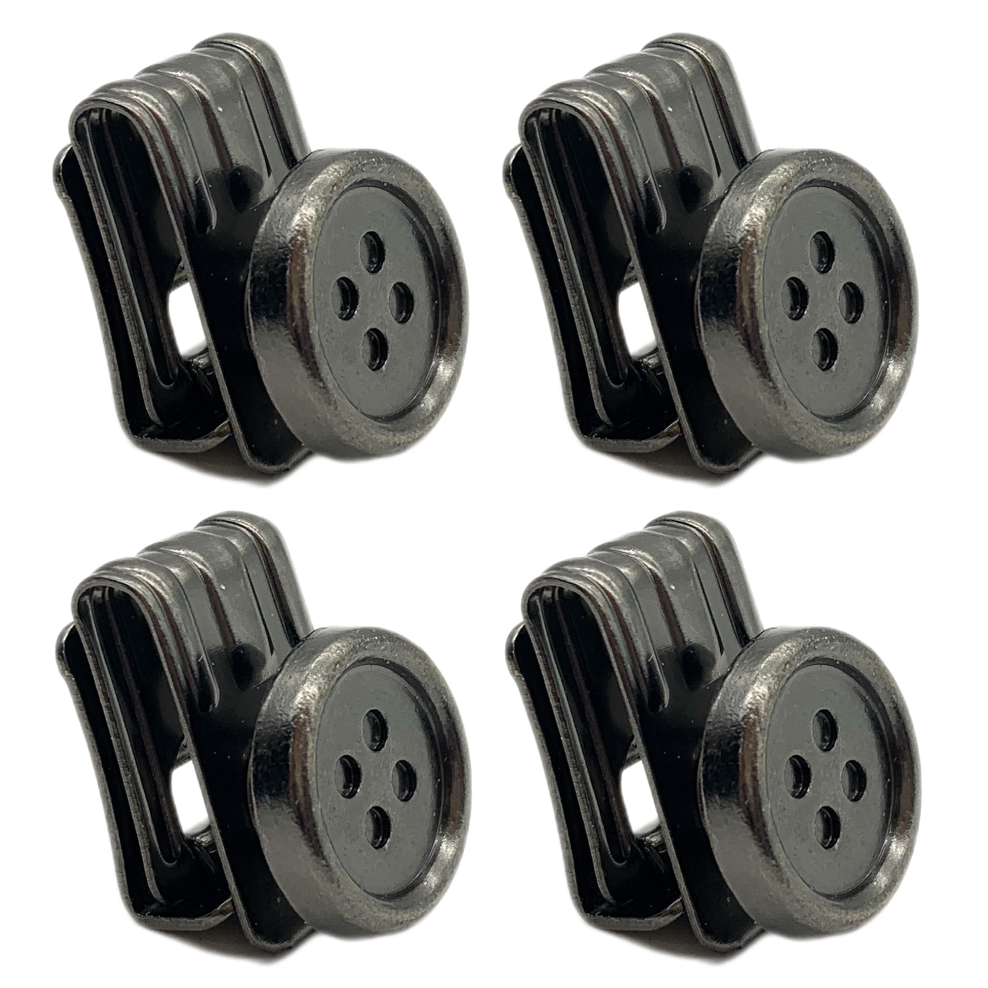 Dher Men's Black Pack Of 4 Braces Clips, Braces Button, No Sewing Braces Button, No Sewing, Braces Button Clip, Braces Button End Clip, Braces Adjustable Buckle (Black)