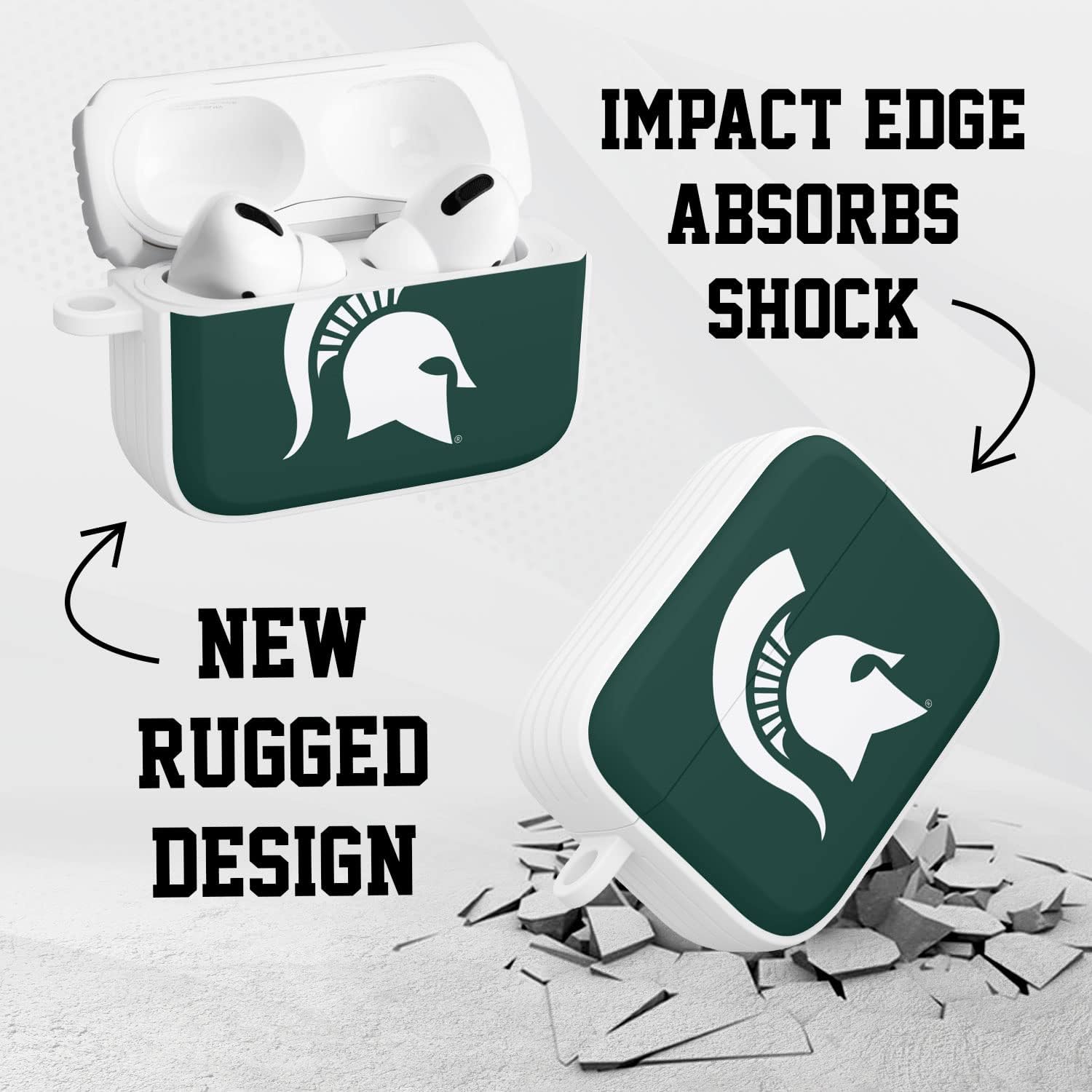 Affinity Bands Michigan State Spartans HDX Custom Name Case Cover Compatible with Apple AirPods Pro 1 & 2