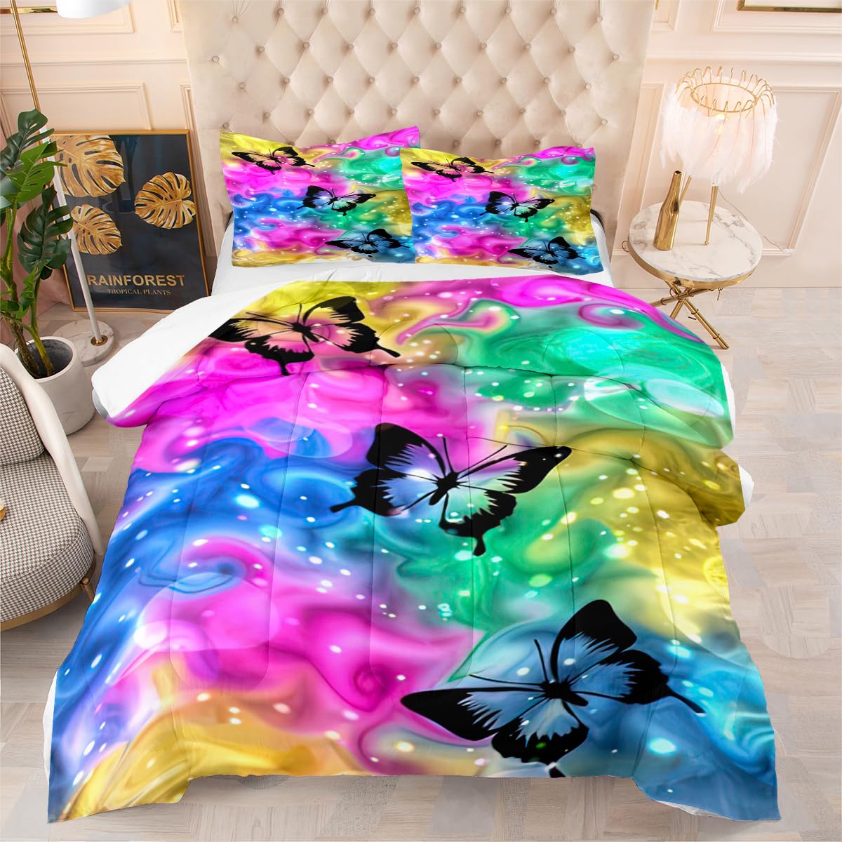 Couette imprimée 230x260 papillons colorés : finis les lits froids avec cette couverture 4 saisons
