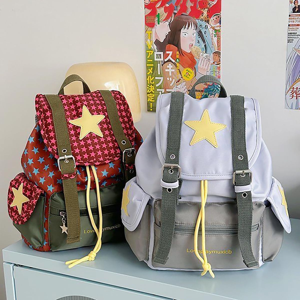 NCDUANSAN Dopamine retro backpack, suitable outdoor hiking, leisure commuting, fashion sports cycling lightweight design cute (green) - Image 2