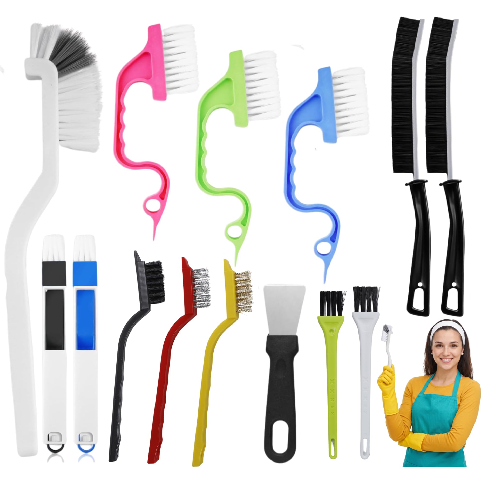 Cptoion Multicolor 14Pcs Small Crevice Cleaning Brush Set, Hard Bristle Cleaning Tool, Multi-Purpose Cleaning Brushes For Kitchen, Bathroom, Corner, Sink, Cup, Grout, Tight Spaces