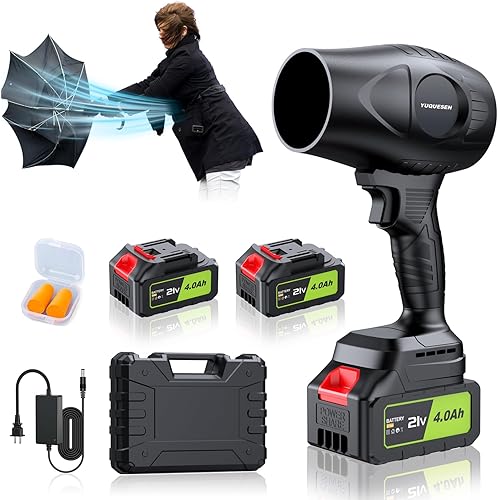 600000RPM Cordless Leaf Blower - 21V Electric Handheld Leaf Blower with 2×4.0Ah Batteries & Fast Charger - Lightweight for Patio, Lawn, Yard, Deck Cleaning