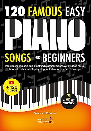 120 Famous Easy Piano Songs for Beginners Popular Sheet Music and Simplified Classical Pieces, With Videos, Music Theory & Technique, Step by Step,