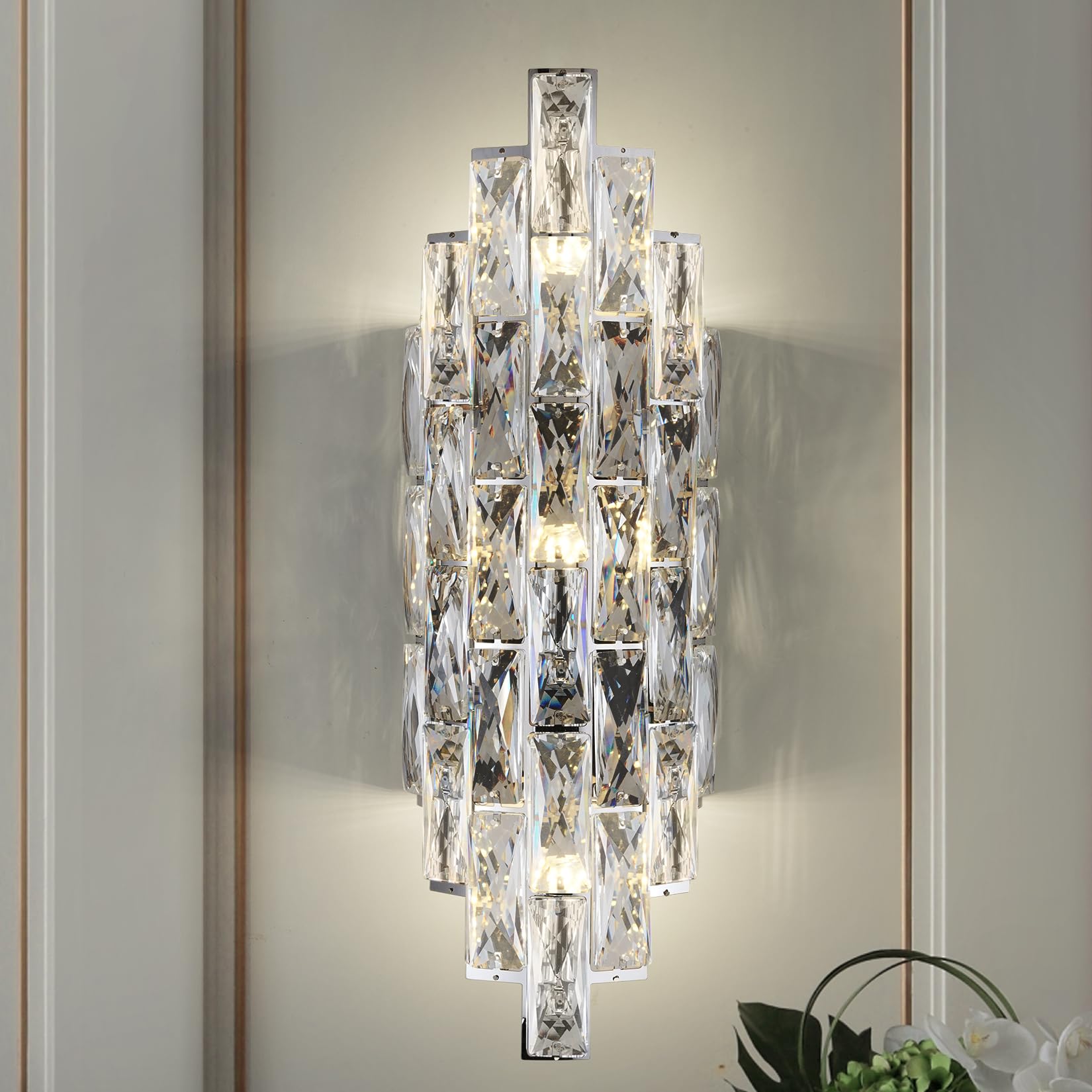 Kristall Wandleuchte Moderne Wandlampe Chrom Luxus K9 Kristall Innen Lampen für Wohnzimmer Schlafzimmer Esszimmer Badezimme Flur Treppenhaus
