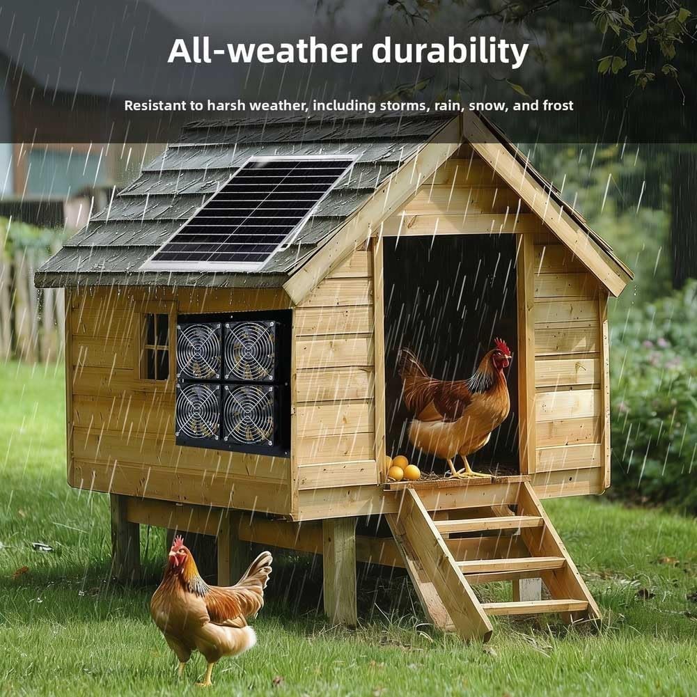 Wetterfestes Solarventilator-Set, geräuscharmer, bürstenloser Motor, 430 CFM Durchfluss für Gewächshaus, Garage, Tiergehege (30 W)