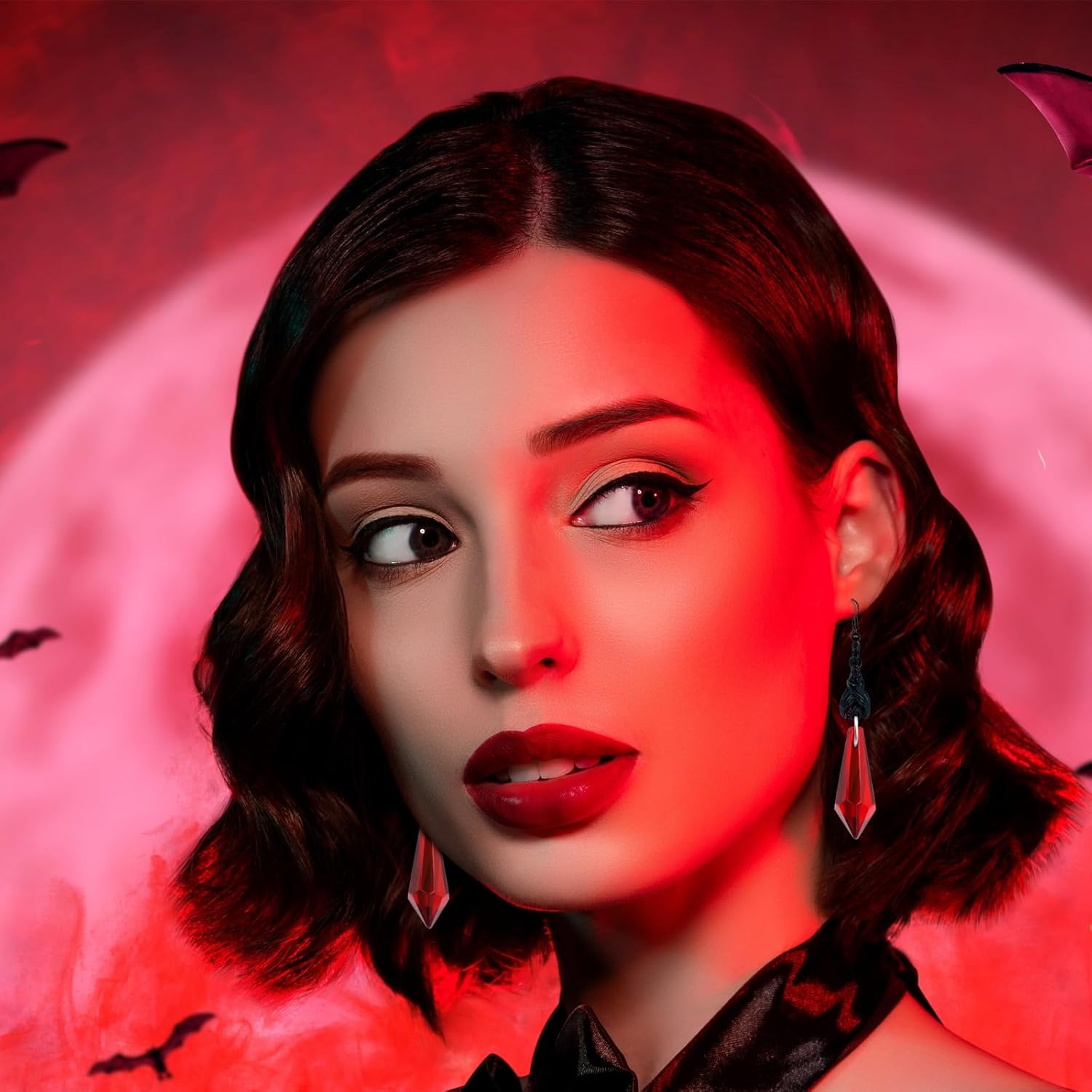 Ronglry Halloween Earrings for Women Dangle Bat Earrings Goth Earring Victorian Earring Halloween Accessories Gothic Jewelry Goth Gifts for Women Vampire Costume Accessories Gothic Decorations - Image 3