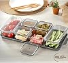 6 Rectangular Compartment Lid Breakfast Set Acrylic