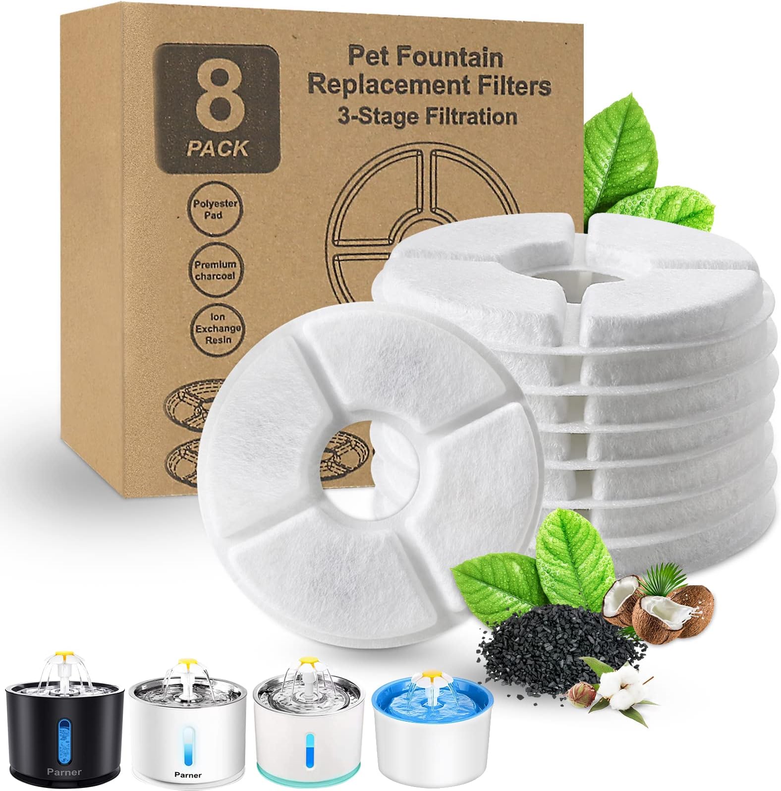 Parner Pet Fountain Filters, Carbon Replacement Filters for Pet ...