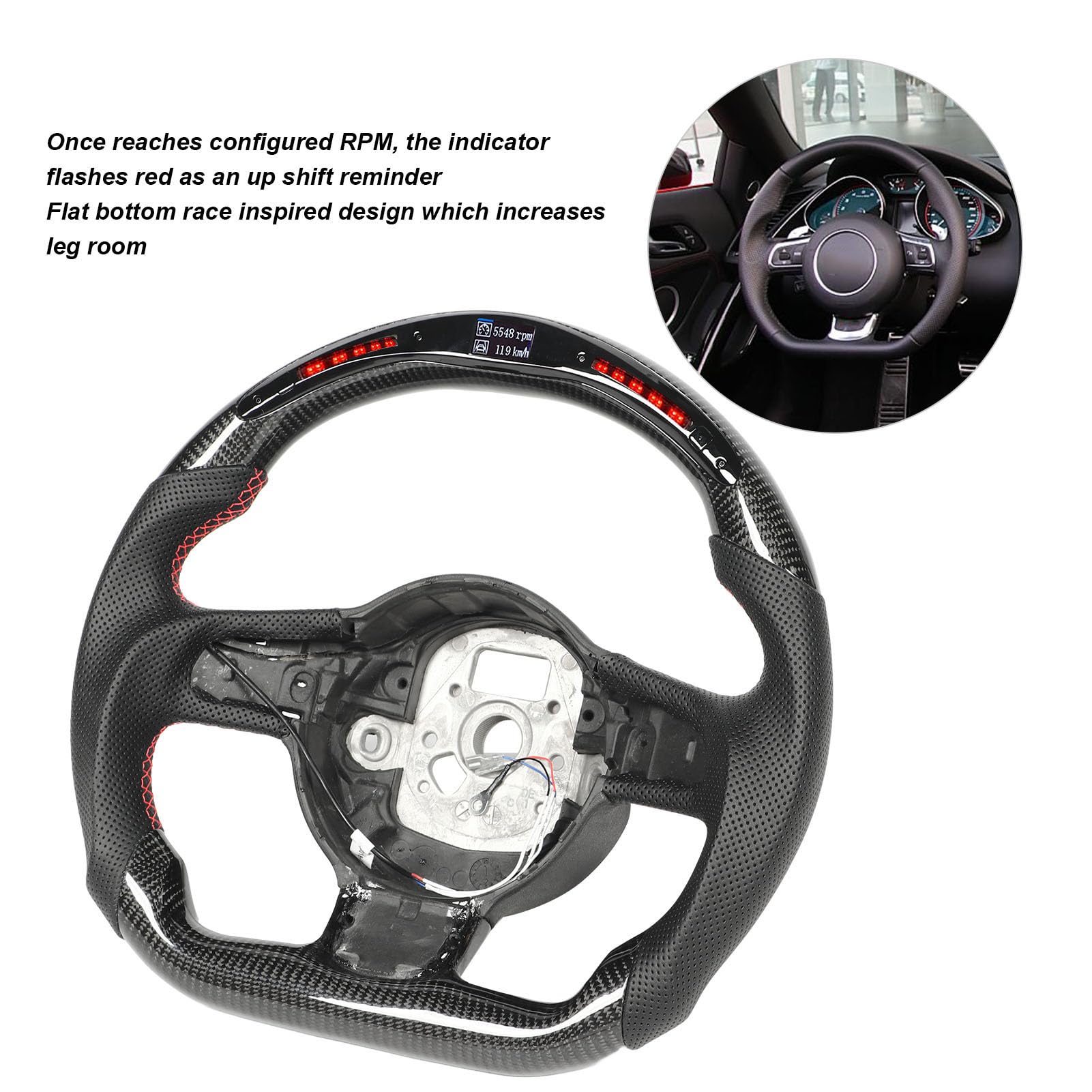 Carbon -LED -LED Lichter Lenkrad Perforiertes Leder für 42 TTS TTRs 8J 2007 Bis 2015 LENTERLEGE