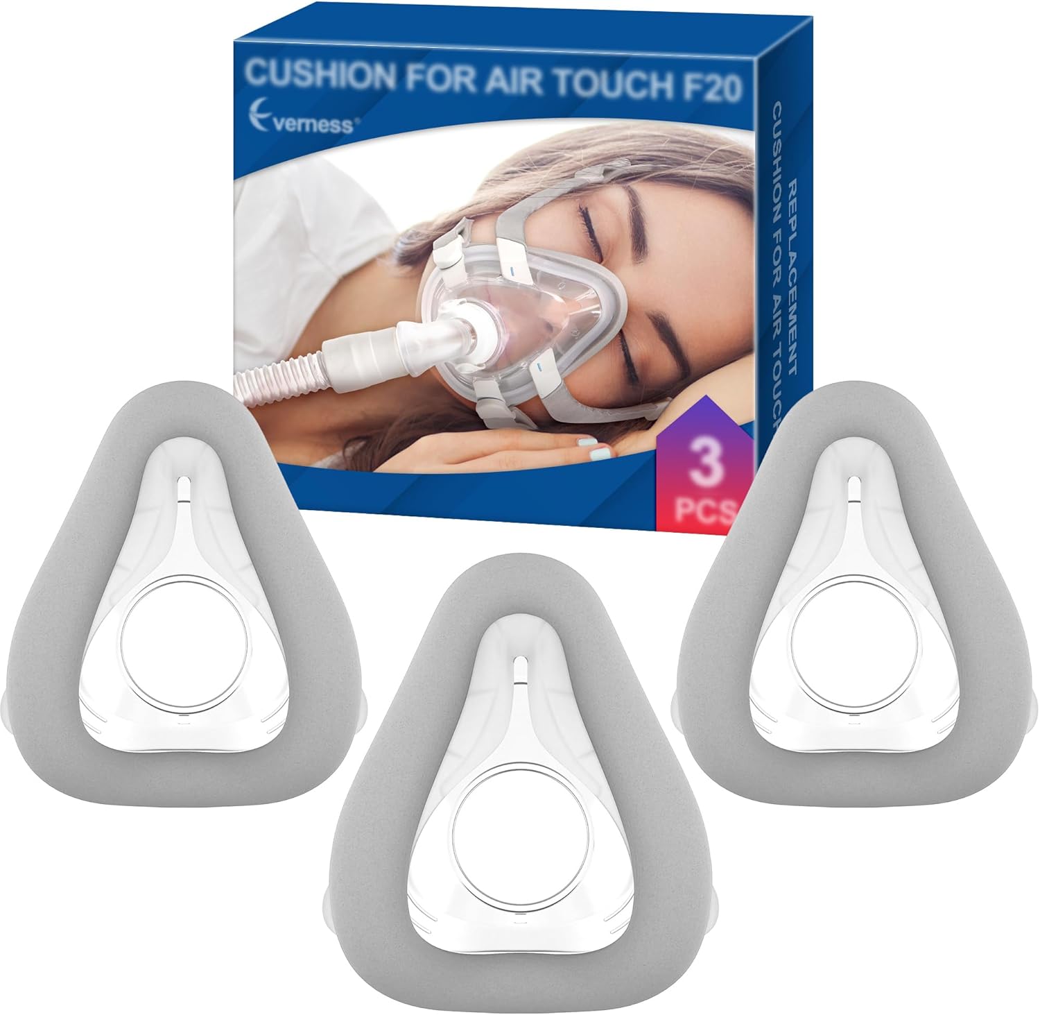 2 Packs Replacement Cushion (L) for AirTouch F20, Optimized Comfort & Secure Seal with Memory Foam (New Version), Exceptional Value & Durable Replacement Supplies by Everness (L)