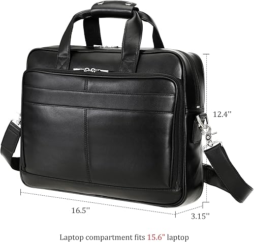 Miniatura 6 de Polare Full Grain Leather 16.5'' Laptop Bag Briefcase for Men Business Messenger Work Bag Fits 15.6'' Laptop
