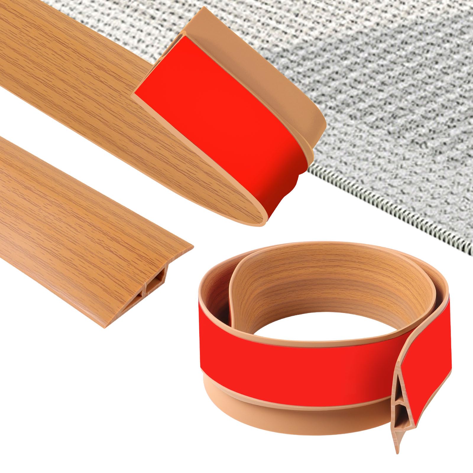 ZTOWOTO 100 cm PVC Tira de Umbral de Autoadhesivo,Flexible perfil de transición Antideslizante,Transición de Piso Para Cubrir El Espacio Del Piso,Alfombra(Ancho:7cm - Grano De Madera Amarillo) Grano de Madera Amarillo A5015-100cm