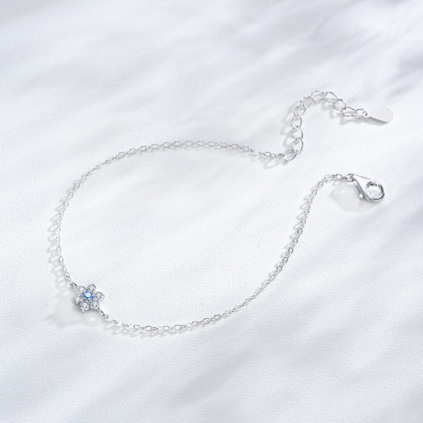 Pulsera de moda de flores para mujer con aguamarina y diamantes de laboratorio, pulsera de flores para mujer,