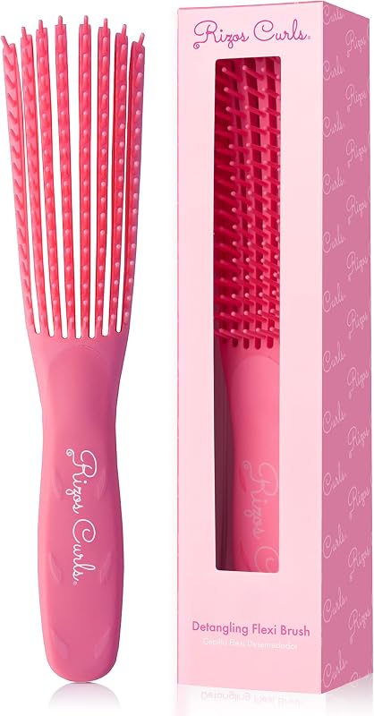Detangling Flexi Brush, Detangle Curly, Coily Curls, Shower Brush, Reduce Hair Loss & Breakage, Distribute Product and Add Shine, Pink
