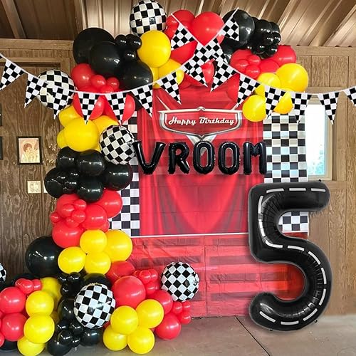 Miniatura 21 de 134 piezas Suministros de decoración de fiesta de cumpleaños de coche de carreras para niños - Globos de temática de carreras de cumpleaños Globos