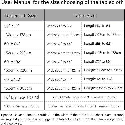 Miniatura 6 de Mantel retro con volantes de algodón lavable para mesa rectangular, para baby shower, cocina, fiesta, decoración de boda, 60 x 102 pulgadas