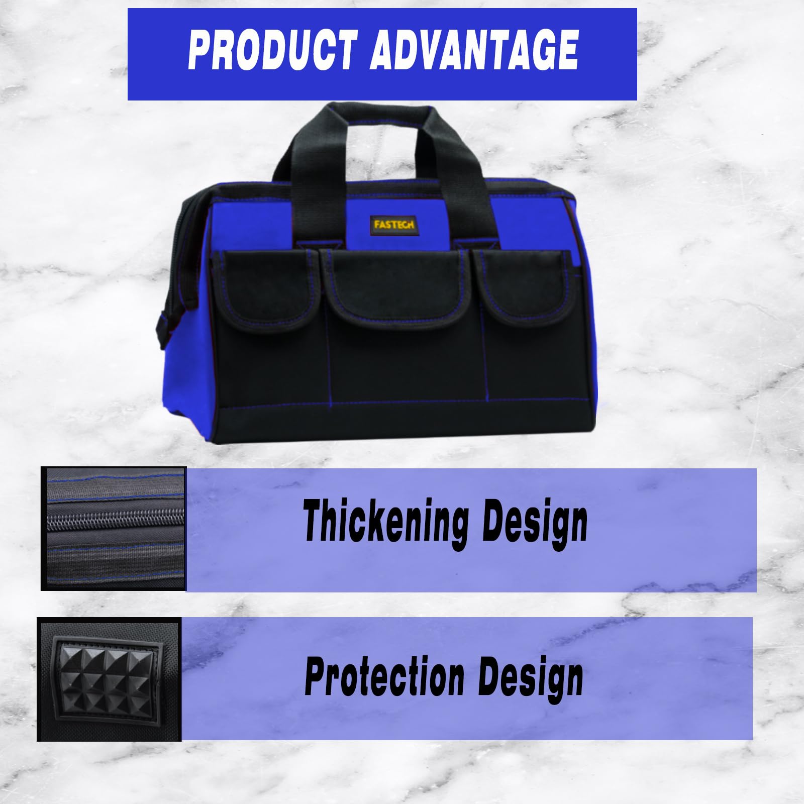 Snapklik.com : FASTECH Tool Bag, 14Inch Wide Mouth Tool Bag Waterproof ...