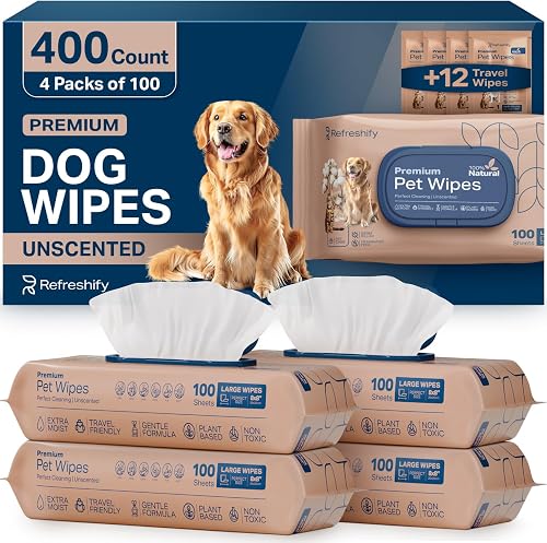 Dog Wipes for Paws and Butt (400 Ct) Unscented Pet Wipes for Dogs and Cats