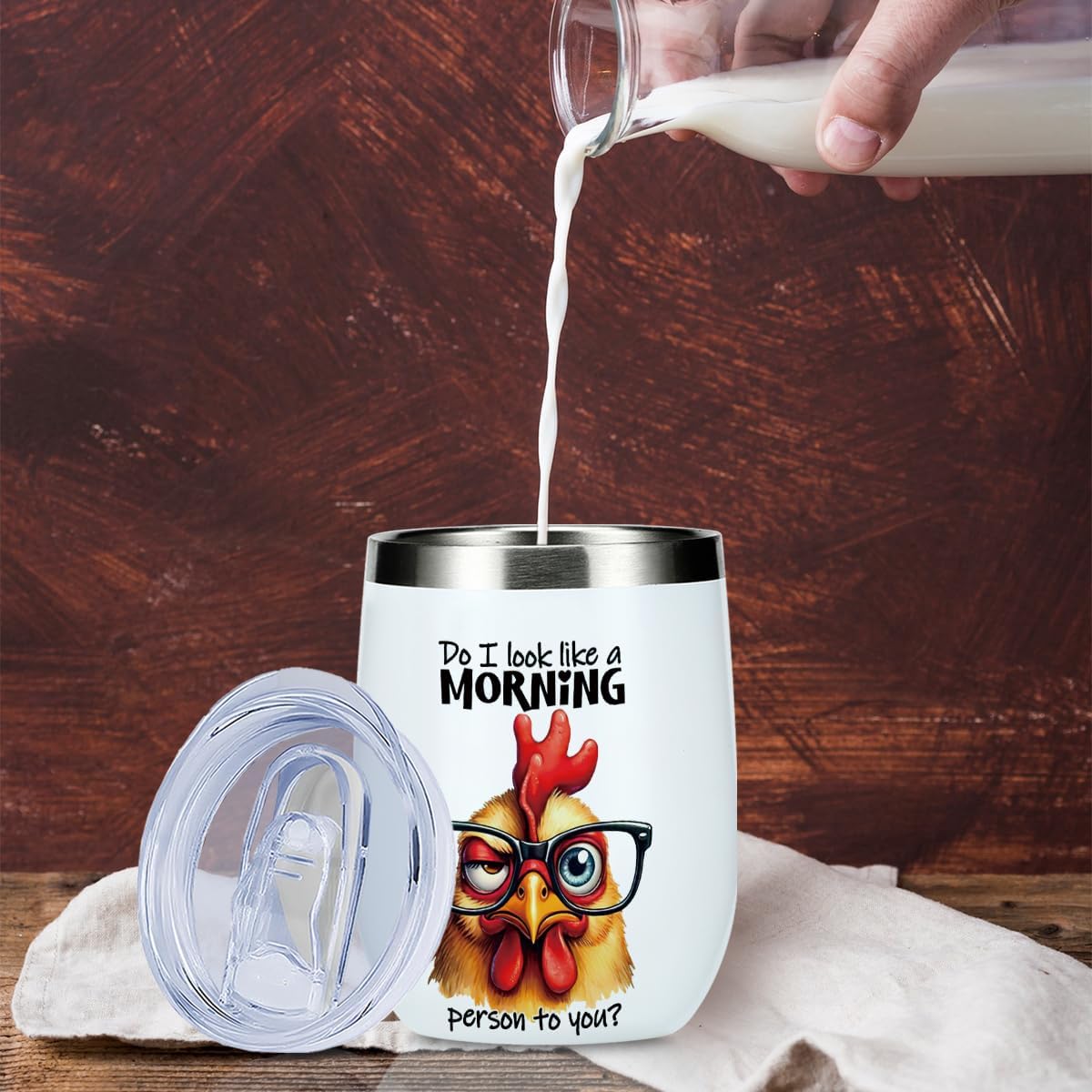 Funny Quotes Wine Tumbler, Sarcastic Chicken Gifts Chicken Decor Double Wall Vacuum Insulated Coffee Mug Wine Glass 12 oz Tumbler with Lid for Dad Granddad Retirement Appreciation Birthday Christmas - Image 6