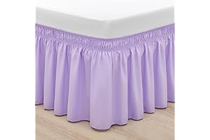RIMELA Lilac Purple Bed Skirt Queen Size 15 Inch Drop Elastic Wrap...