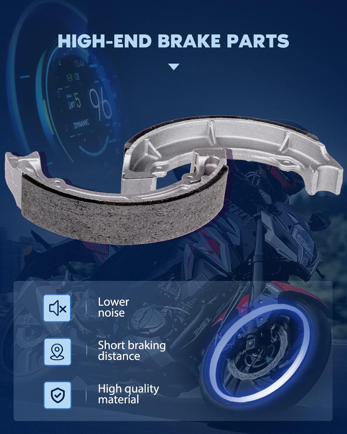 ECCPP Brake Shoes Fits for 1986-1988 Kawasaki Bayou 185 KLF185A, 1988-2002 Kawasaki Bayou 220 KLF220A, 2003-2010 Kawasaki Bayou 250 KLF250A, 705 * 706 Front and Rear Brake Shoes