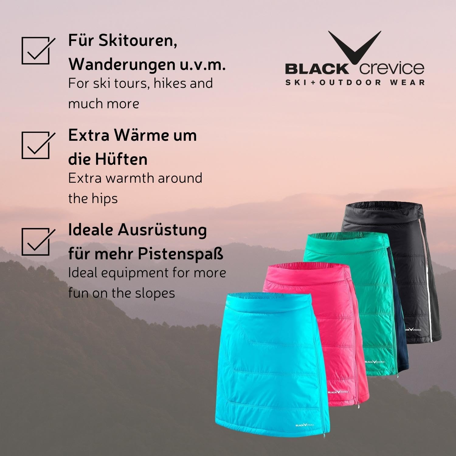 Black Crevice Damen Skirock Jupe de Ski Femme