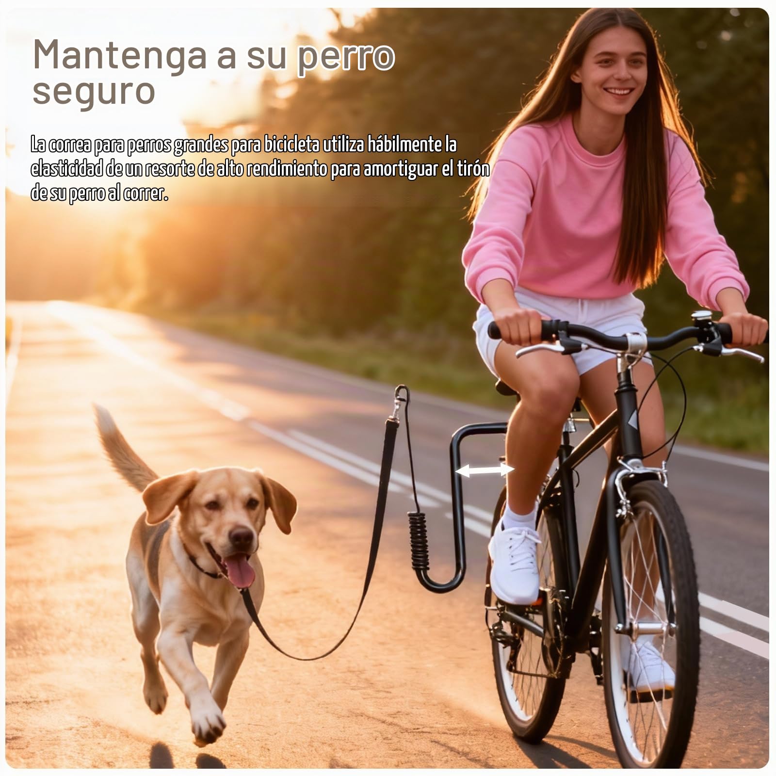 Correa para Perros Bicicleta, 180°Correa de Perro Ejercicio para Bicicleta, Ejercitador de Mascotas para Pasear Perros, Correr, Andar en Bicicleta, Correa Antitirones Perro Bicicleta