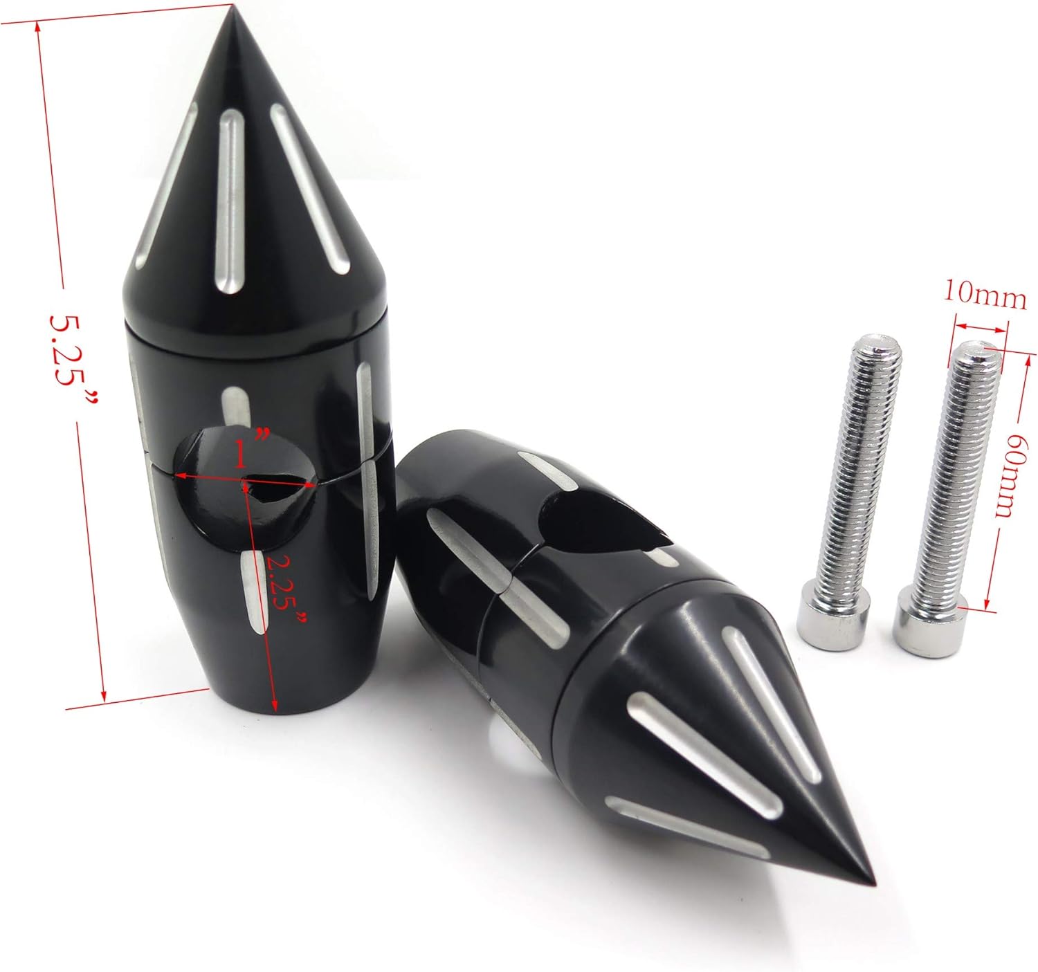 XKH- Motor 2 1/4" Black Spike Handlebar Risers Compatible with Harley Softail Dyna Sportster Custom 1'' [B00YB44RIW]