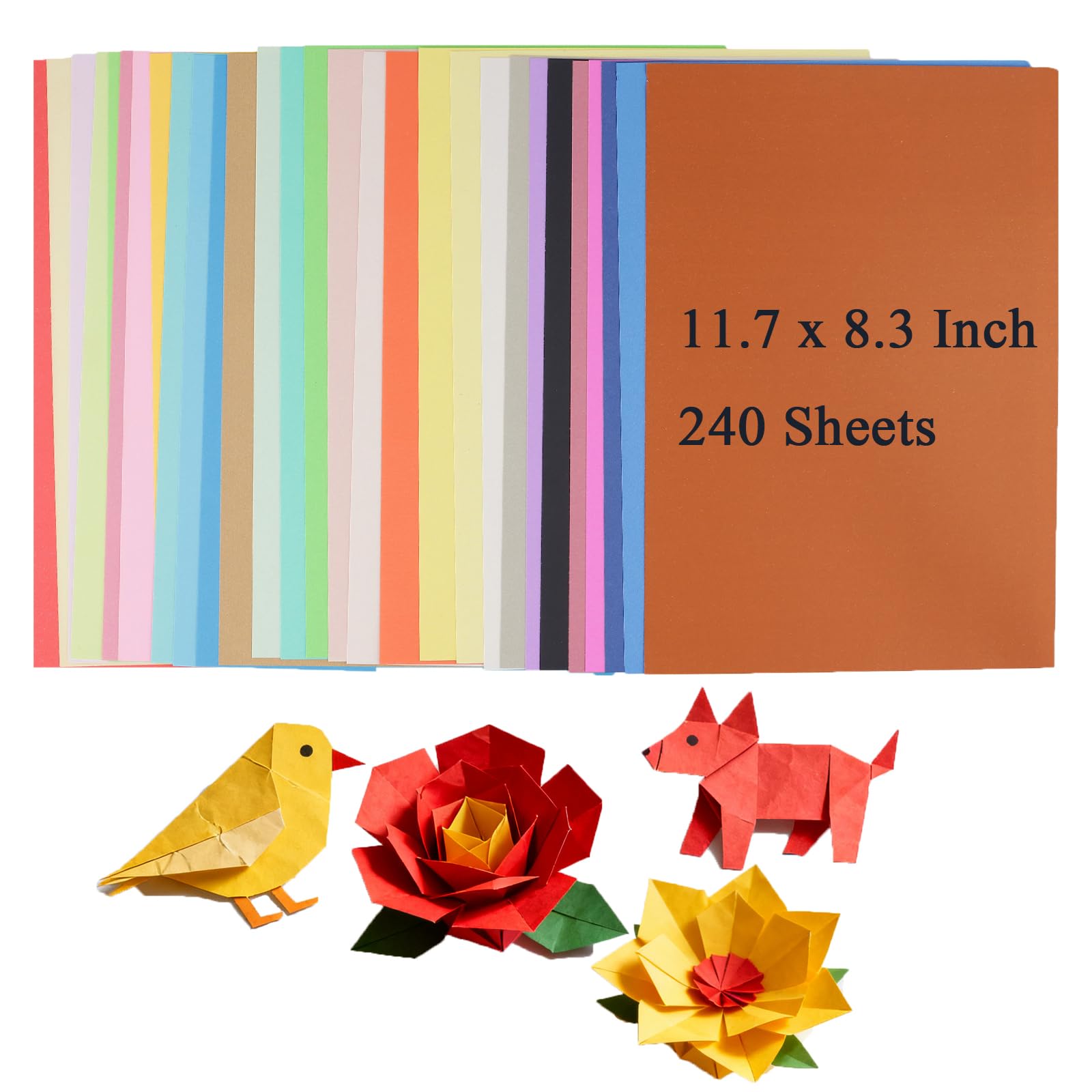 KEILEOHO Farbiges A4-Kartonpapier, Großpackung, 240 Blatt, 30 Farben sortiert, Konstruktionspapier 180 g/m², Bastelpapier für Bastelarbeiten, Scrapbooking, Kartenherstellung, Zeichnen