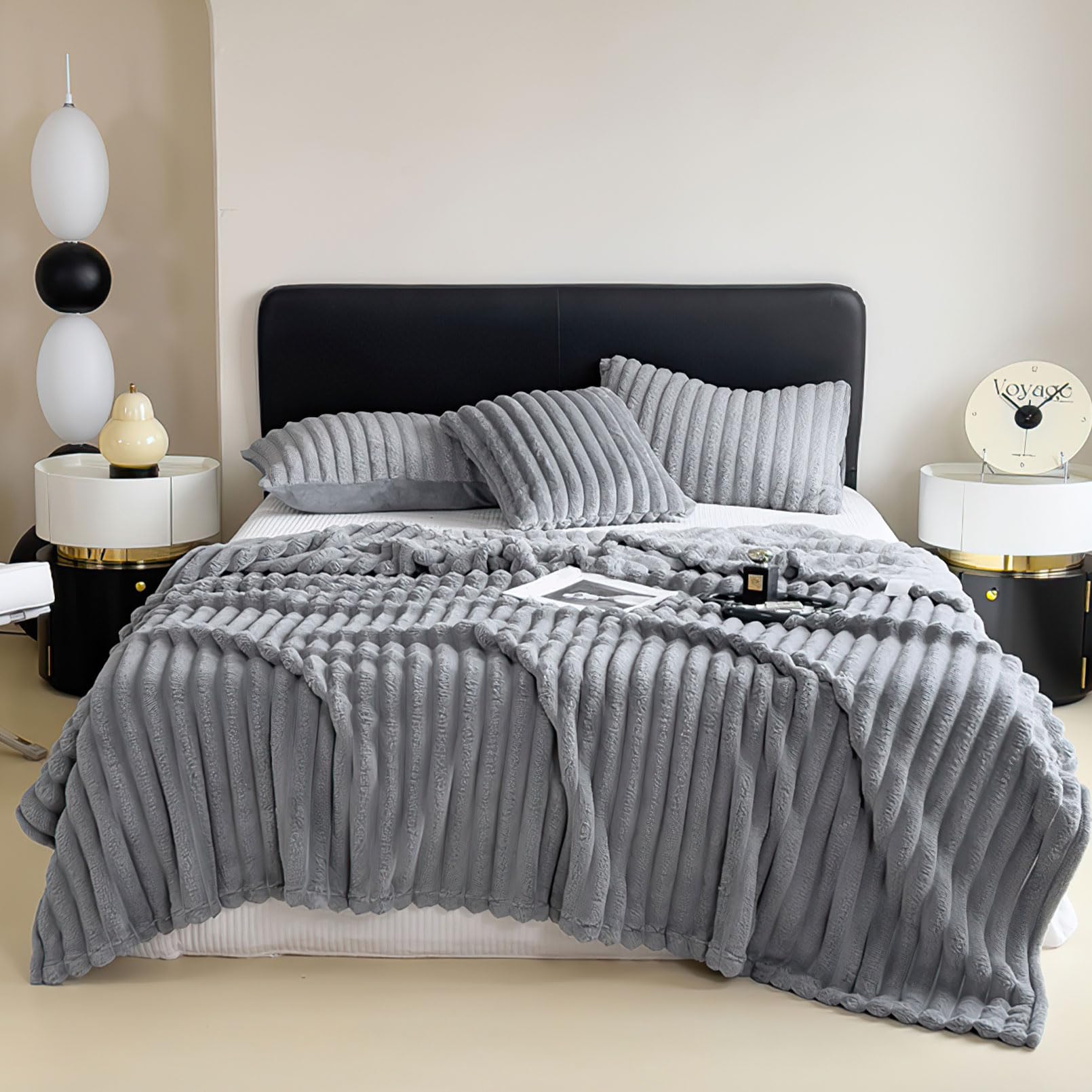 Coperta 200 x 230 cm, calda coperta e copridivano, per mamma, donne e fidanzate (grigio, 200 x 230 cm)