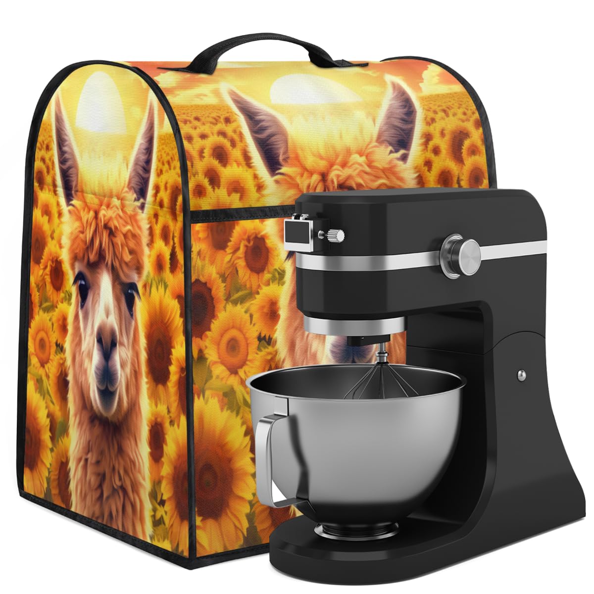 Coffee Maker Cover Sunflower Alpaca Kitchen Appliance Covers Small Appliance Covers Blender Cover Juicer Cover Dust Covers for Kitchen Appliances with Top Handle and Pockets,Washable,C459