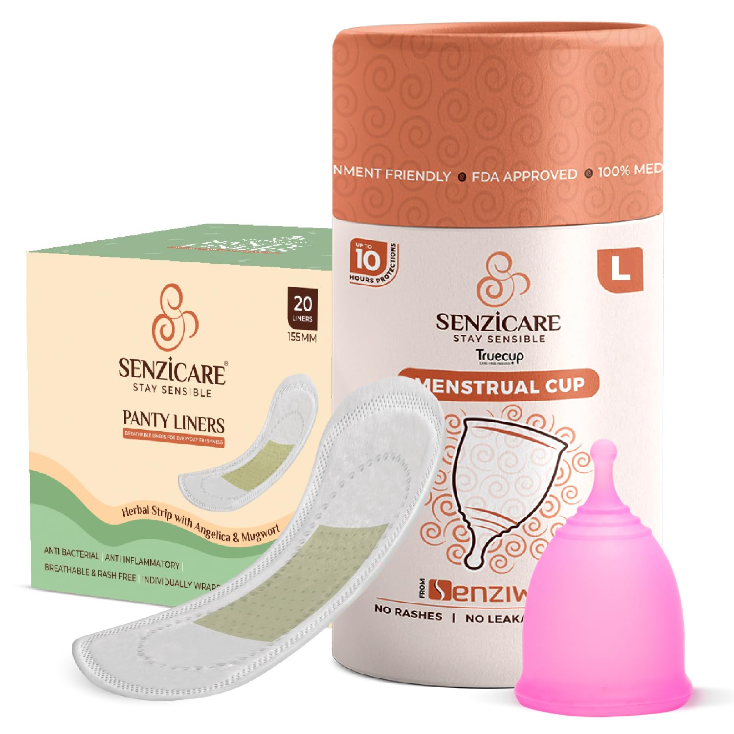 Senzicare Truecup Reusable Menstrual Cup & Herbal Panty Liners For Women | FDA Approved Silicone Menstrual Cup Gives You Extra Comfort And Long Lasting Protection (Large) (B0CM9JHRBK) Amazon Price History, Amazon Price Tracker