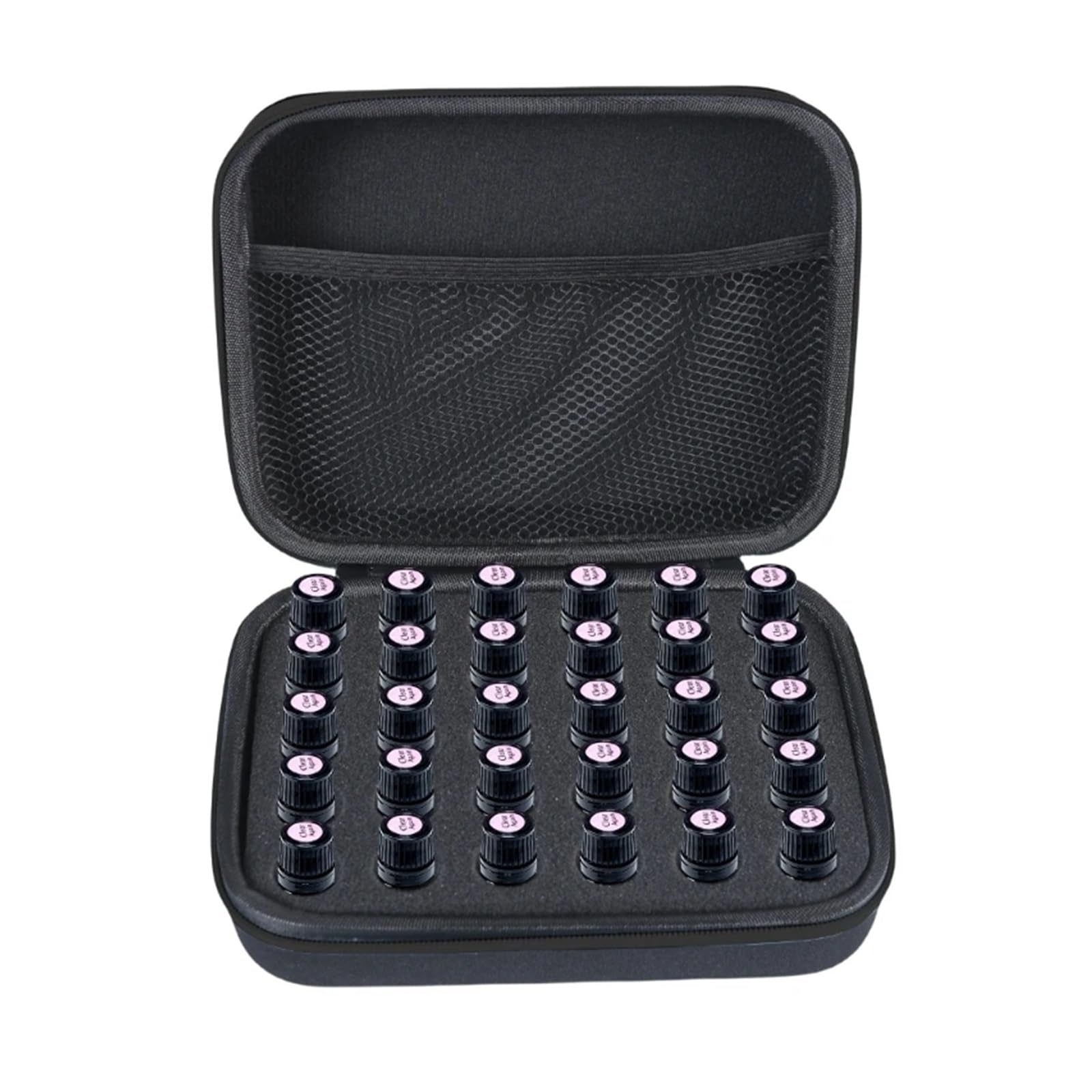 MEYTXOA Essential Oil Carrying Case Compact Essential Oils Holder With 120 Grids 5-10ML Bottle Capacity Protective For Aromatherapy Enthusiasts(Black-30 Grids)