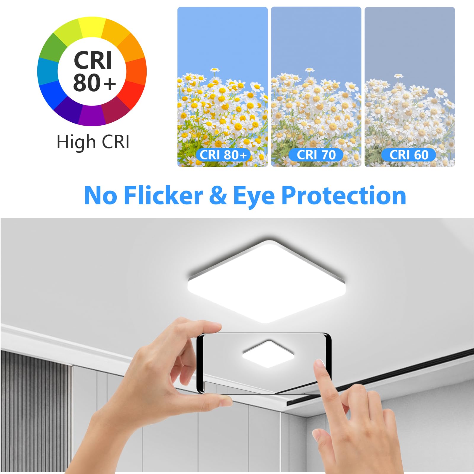 Plafoniera LED Soffitto Quadrata 20W, Lampada da Soffitto Moderno 6500K 2000LM Plafoniera Bagno IP44 Impermeabile Lampadario LED Luce Soffitto per Ufficio, Camera da Letto, Cucina, Soggiorno, Balcone