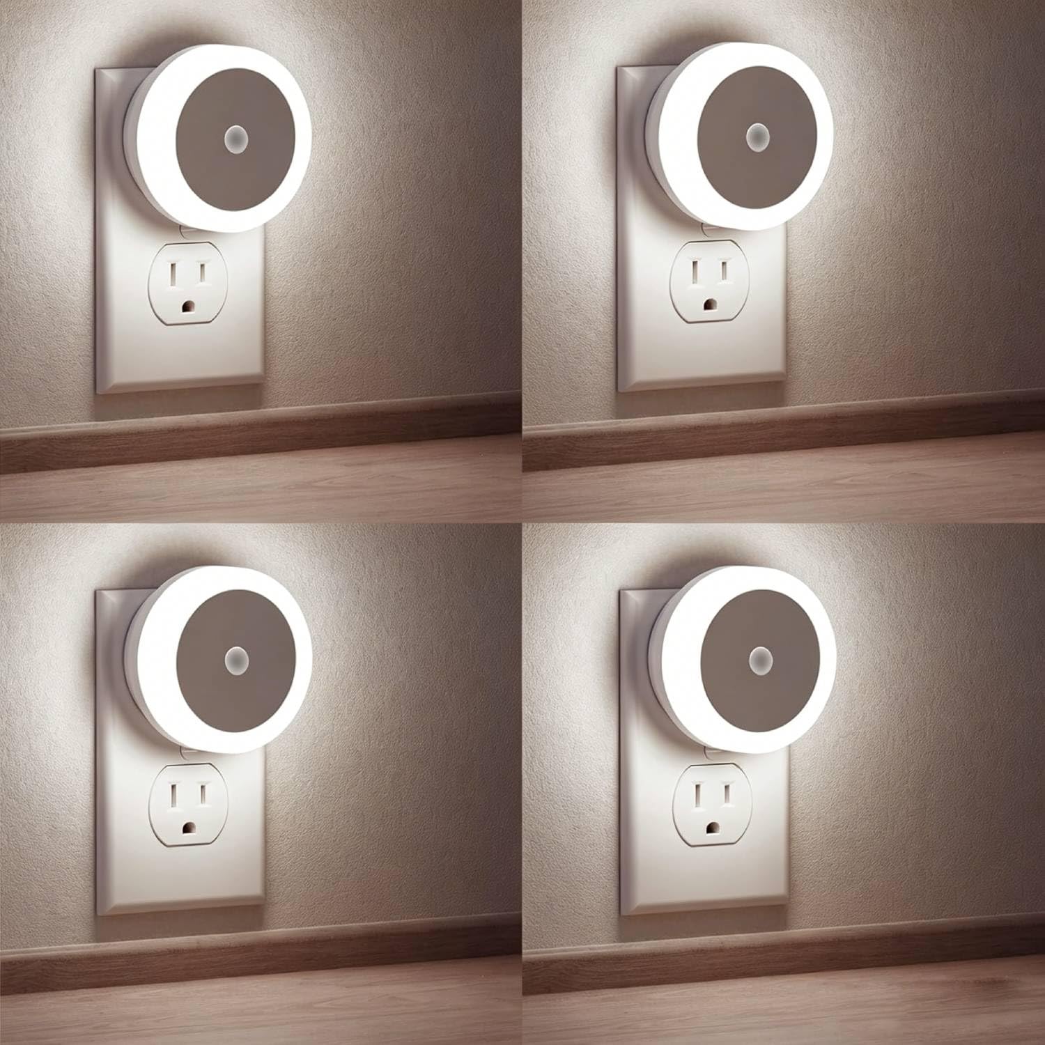 Briignite Enchufe de pared de luz nocturna [4 paquetes, luz nocturna con sensor de luz, luz nocturna LED en la habitación infantil