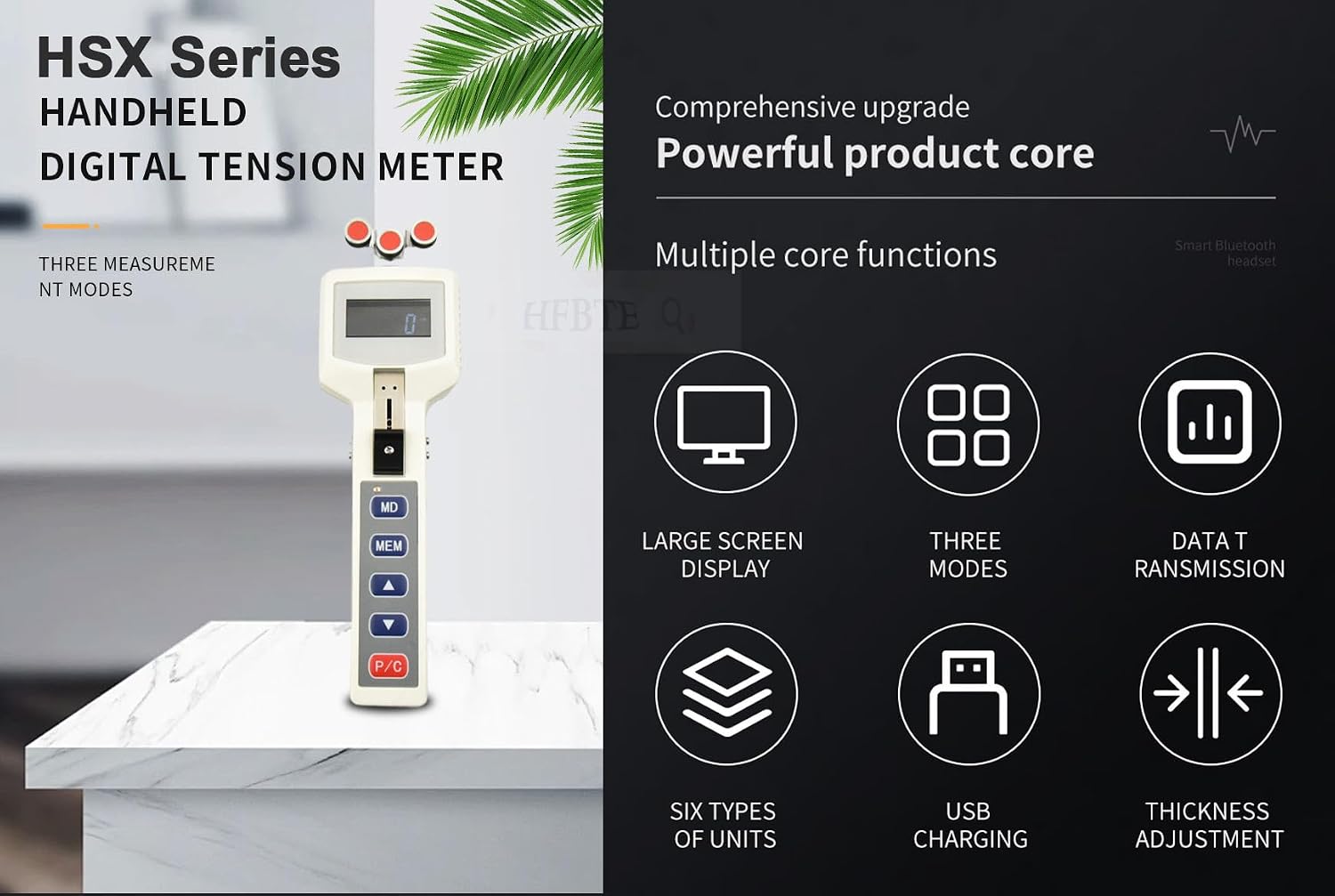 Digital Wire Tension Meter Yarn Fiber Tension Gauge Wire Cable Tensionmeter with Tension Range 50 to 2500 cN Measuring Head Width 116mm Thickness Adjustment Function USB Communication Function