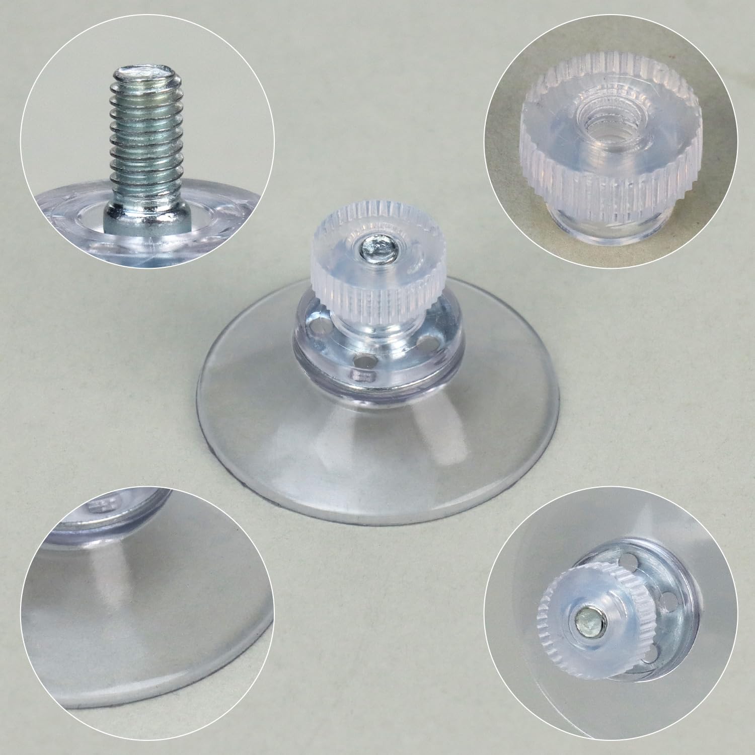 QWORK® 12 pezzi ventose con filetto Ø30mm - Ventose trasparenti con dado zigrinato per disco orario, parasole & decorazioni - Ventose adesive resistenti senza foratura per vetro, piastrelle & metallo