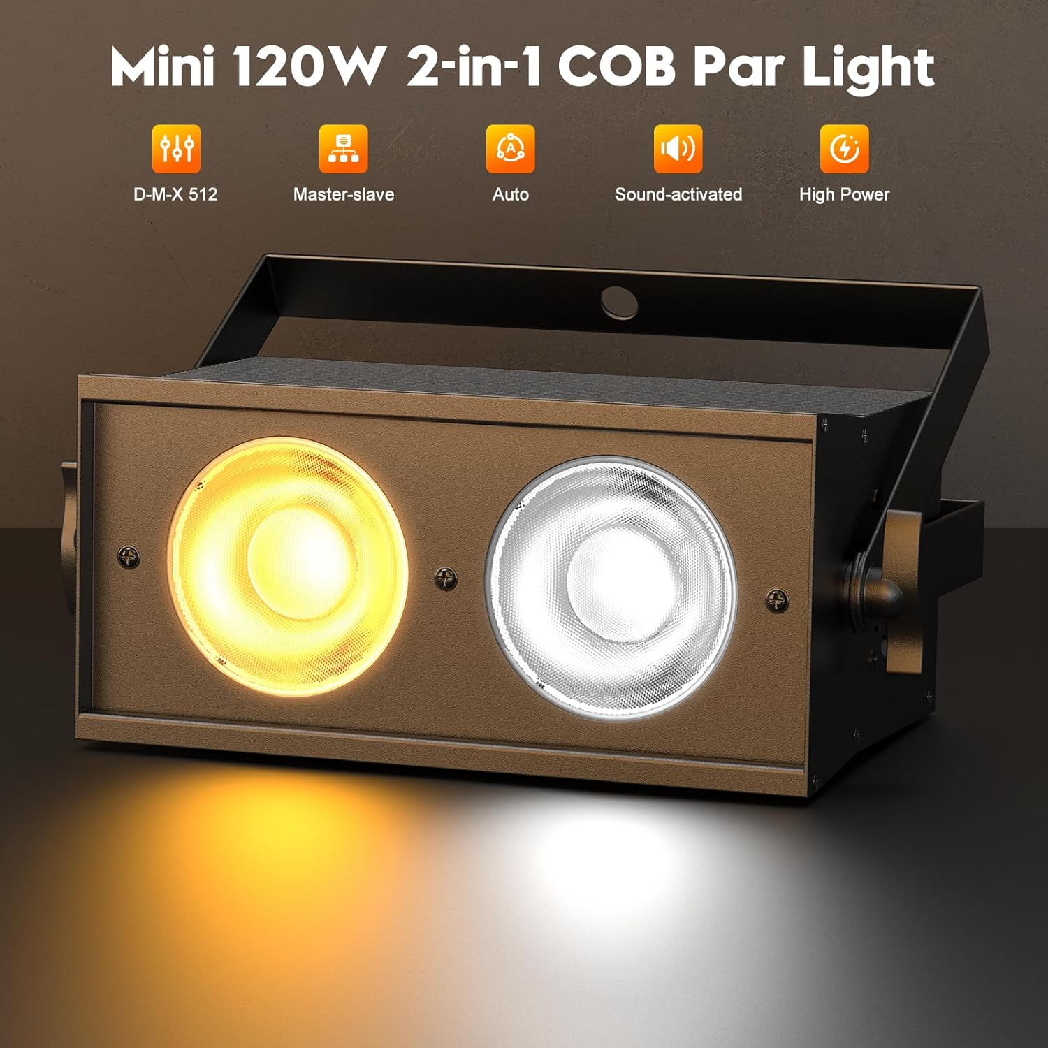 ステージライト、100W COB LED パー缶ライトスポットライト、2 in 1 クールホワイト&amp;ウォームホワイト DMX