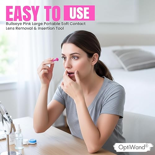 Miniatura 5 de Bullseye Pink - Herramienta de extracción e inserción de lentes de contacto suave, portátil, grande, de goma de silicona, dispositivo de inserción y