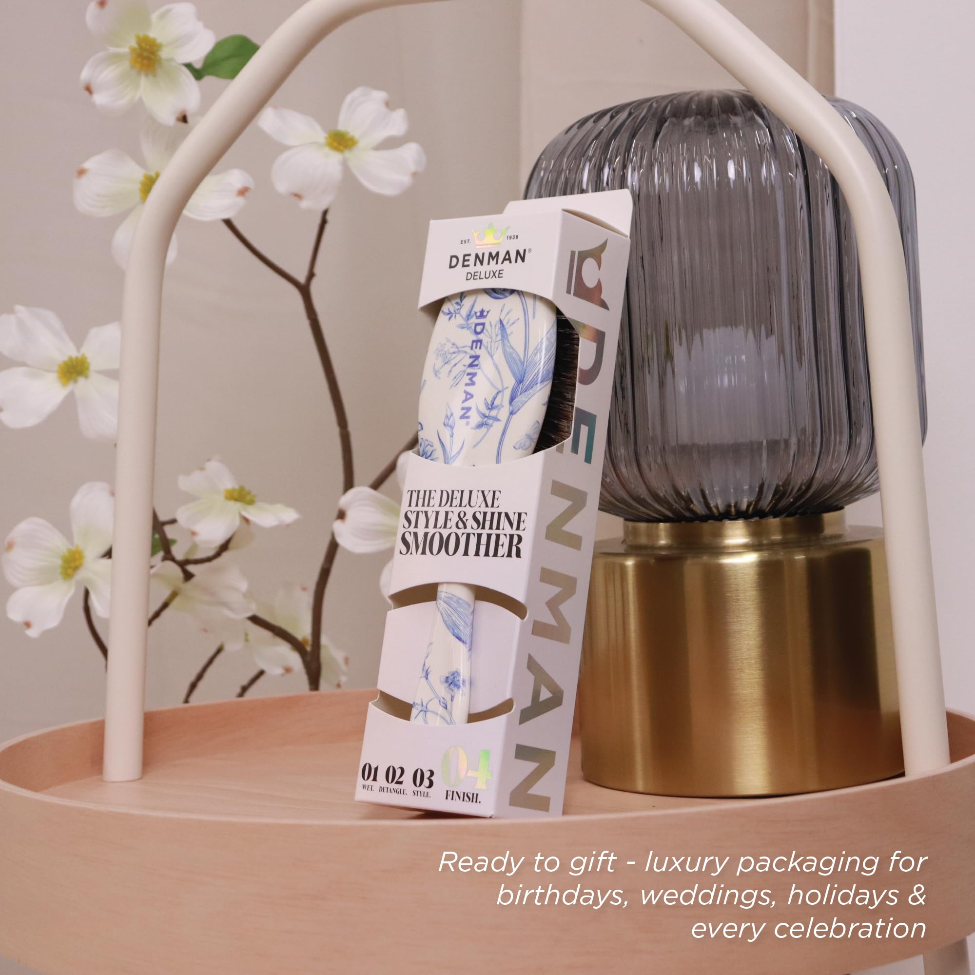 Denman Boar Bristle Hair Brush – Smoothing & Shine Enhancing for Slick Back Styles, Curl Defining & Detangling. Szczotka do włosów z naturalnymi włosami do wszystkich rodzajów włosów dla kobiet i