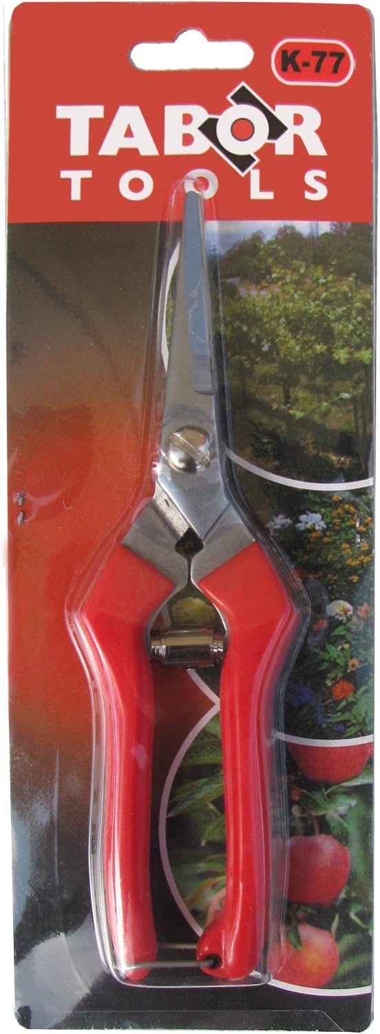 TABOR TOOLS K77A Straight Pruning Shears with Stainless Steel Blades, Florist Scissors, Multi-Tasking Garden Snips for Arranging Flowers, Trimming Plants, Harvesting Herbs, Fruits or Vegetables.