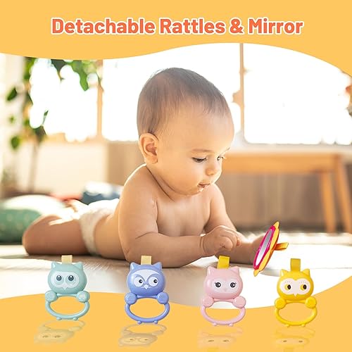 Miniatura 5 de Tapete de juego para gimnasio y andador de bebé, centro de actividades para bebés con música y luz, tapete para el tiempo boca abajo, juguetes de