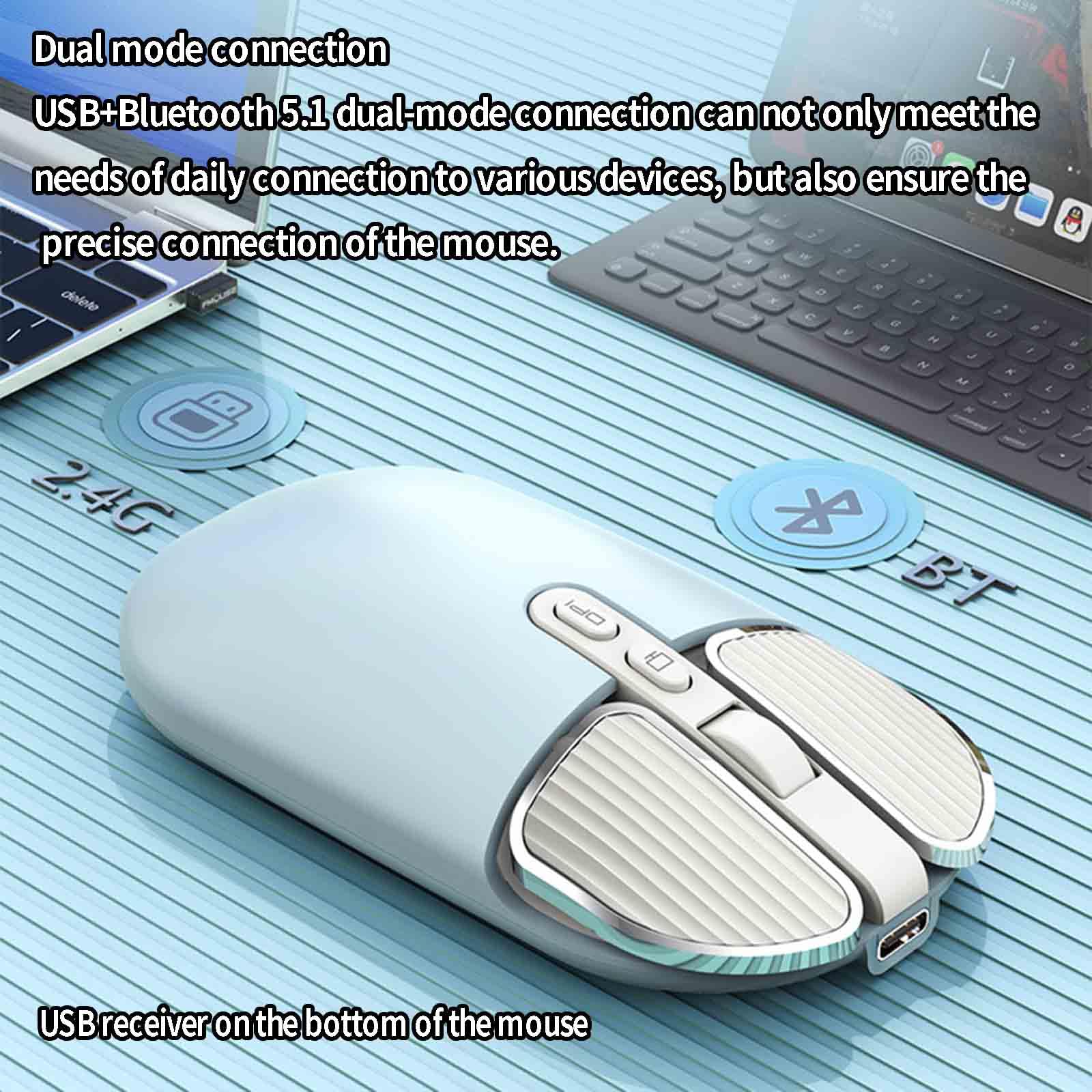 Mysz Mysz bezprzewodowa Mysz komputerowa Optyczna do laptopa Mysz USB do gier Bluetooth Ergonomiczna mysz z możliwością ładowania 4-kierunkowe przewijanie Lekka, przenośna(Beige)