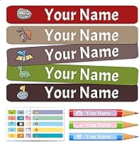 Vista 9 de Calcomanías de nombre para niños, 100 unidades, etiquetas personalizadas, impermeables, suministros escolares, etiquetas con nombre para botellas
