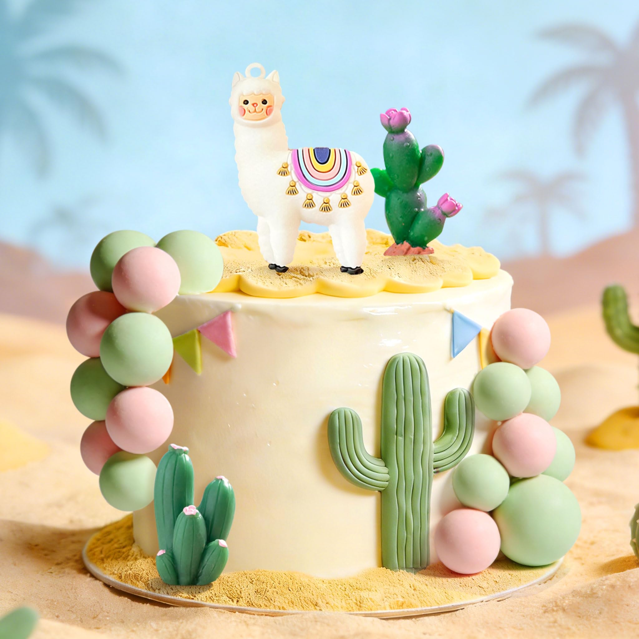 Llama Cactus Alpaca Cactus Cake Topper Decorations for Mexican Fiesta Birthday Baby Shower Cinco De Mayo Party Supplies - Image 4