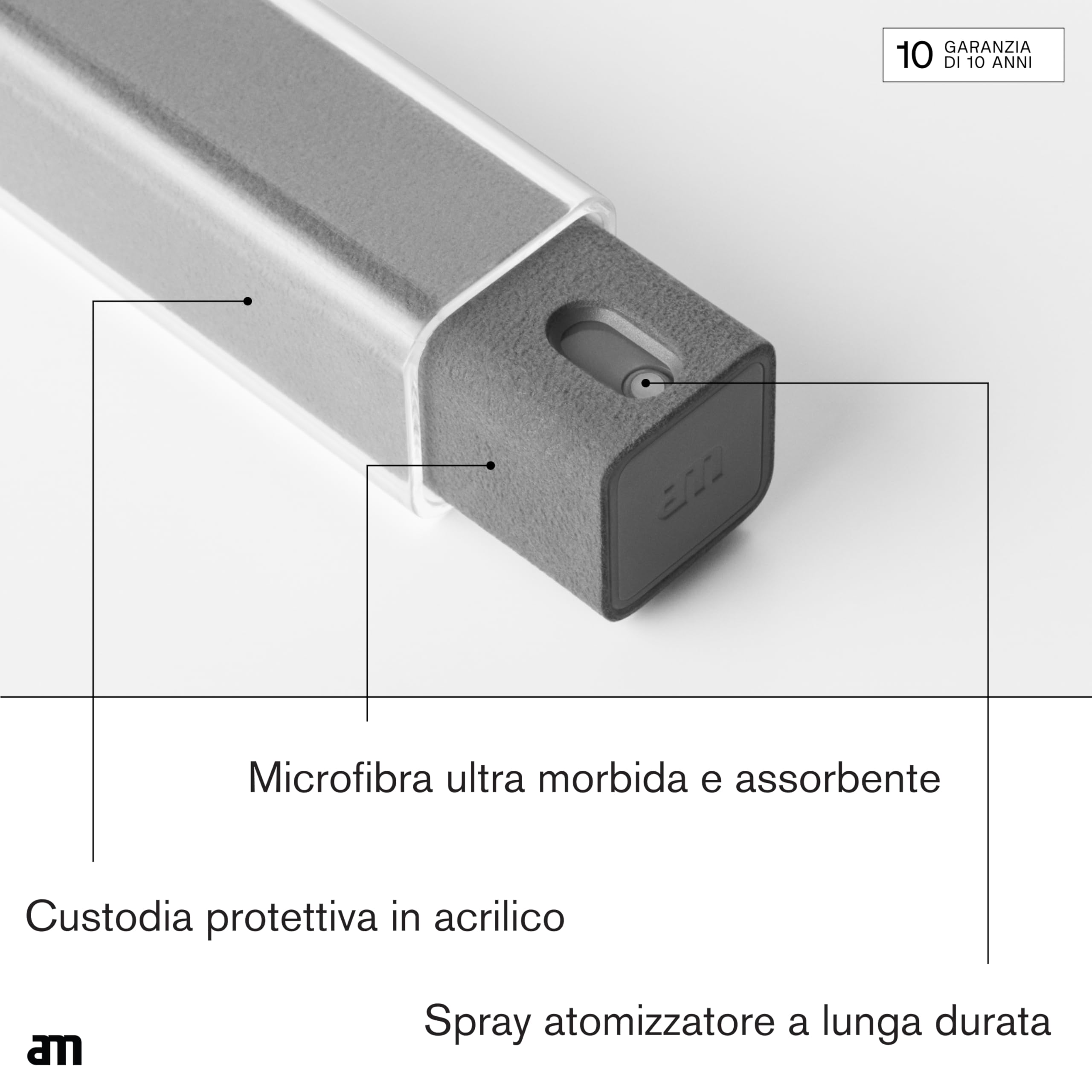 am Spray Pulizia Schermo 2 in 1 con Panno in Microfibra Integrato per Smartphone, Tablet, Laptop, Monitor PC, Smart TV e Display Auto, Ricaricabile (Grigio, 3 Pack)